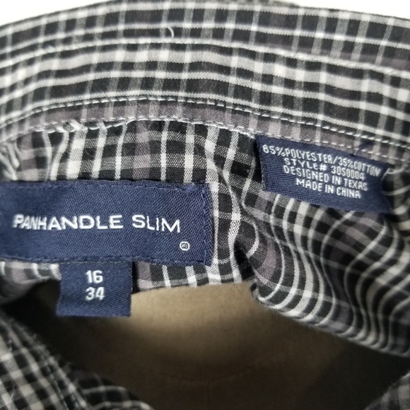 PANHANDLE SLIM- Mens Size 16/34 Long Sleeve Western Pearl Snap Shirt- Plaid - Picture 5 of 9